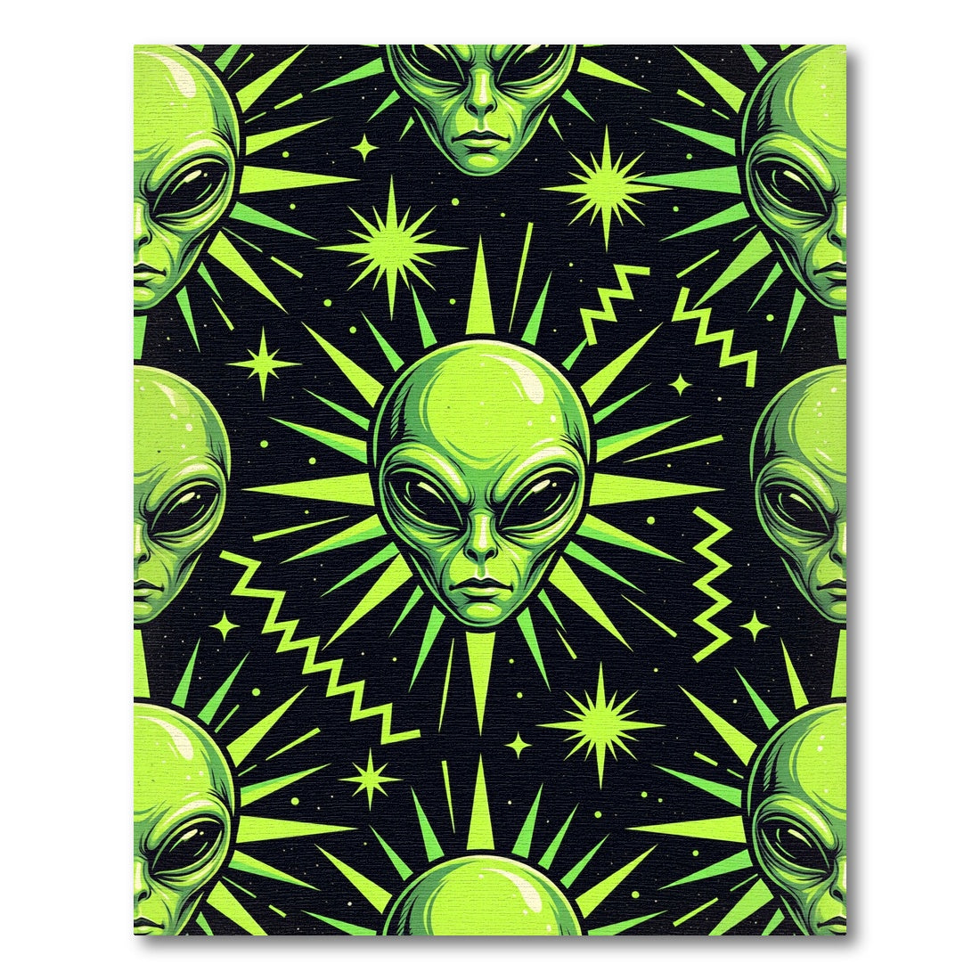 Neon Green Alien Starburst Graphic Rug