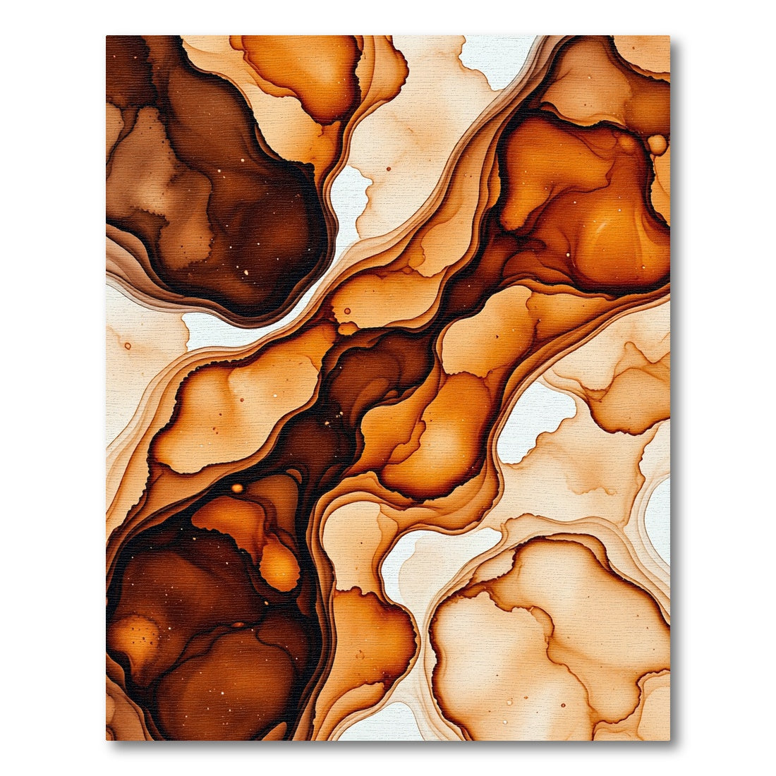Fluid Umber Abstract Ink Swirl Rug