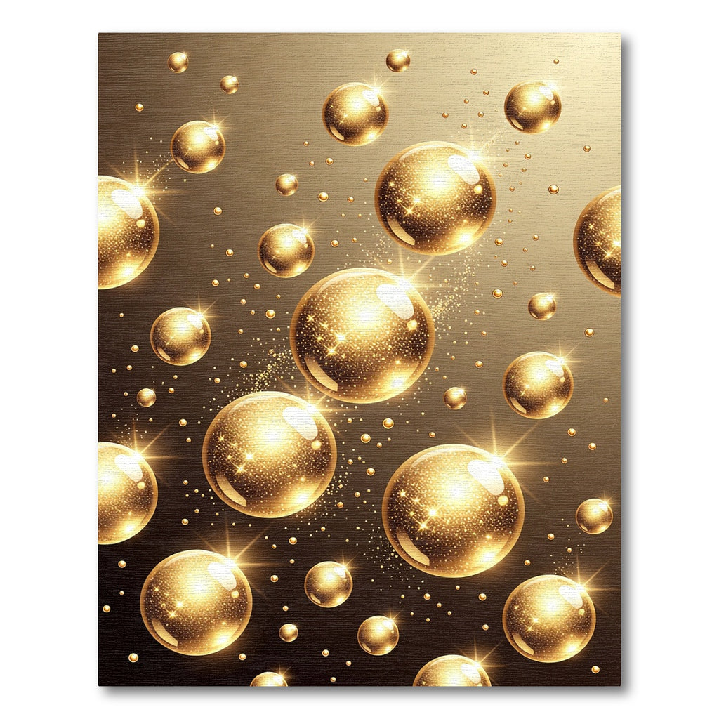Luminous Golden Bubbles Celestial Sphere Rug