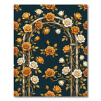 Golden Rose Arch Floral Victorian Rug