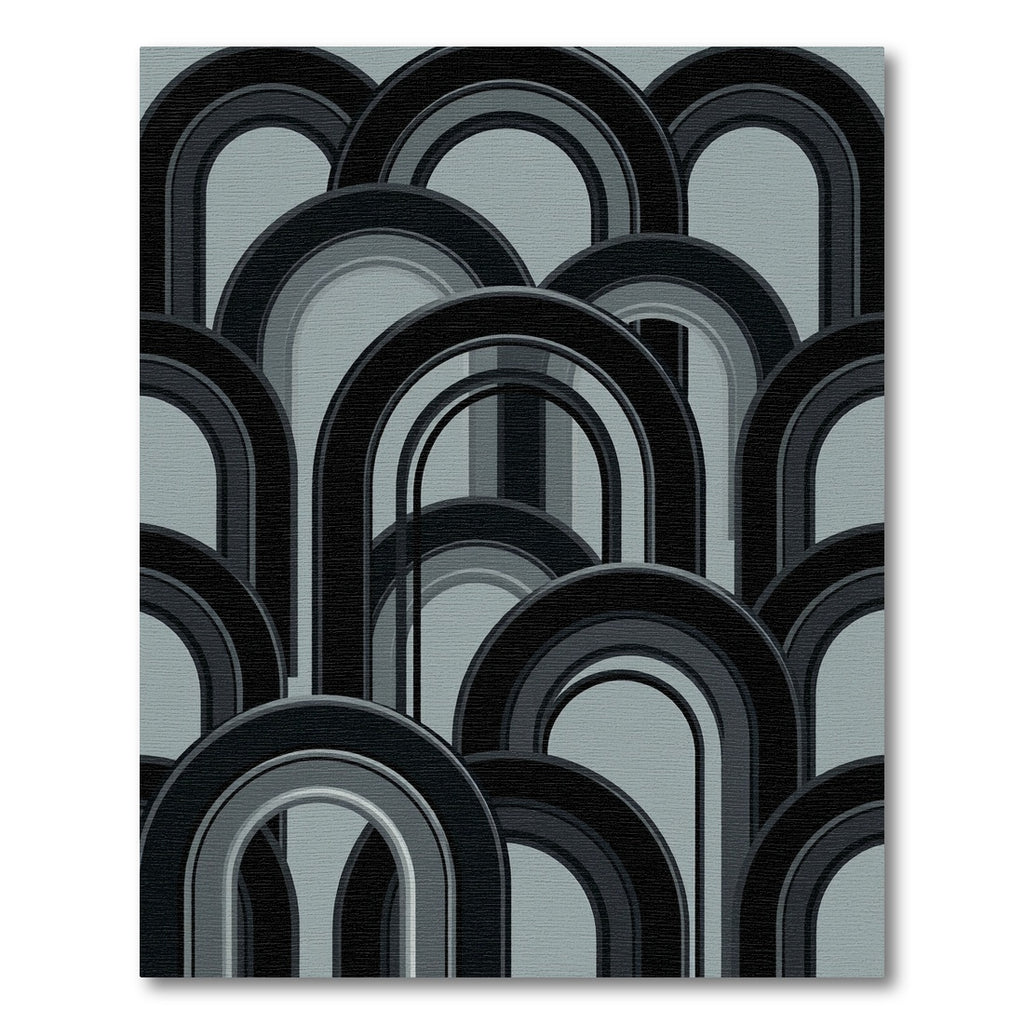 Art Deco Black Arch Overlapping Rug