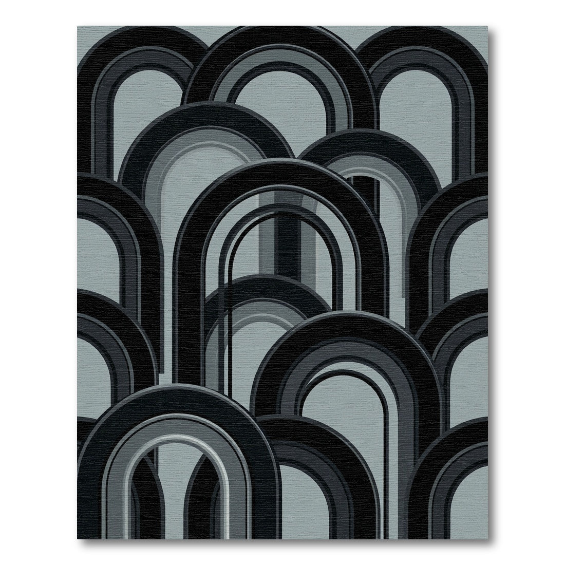 Art Deco Black Arch Overlapping Rug