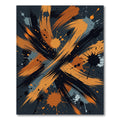 Bold Abstract Orange and Black Brushstrokes Rug