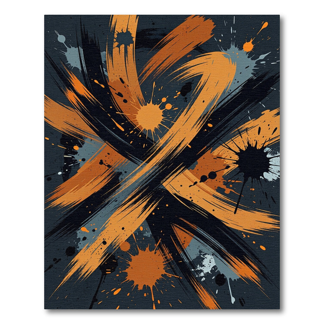 Bold Abstract Orange and Black Brushstrokes Rug