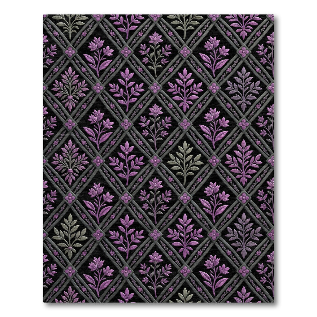Violet Floral Trellis Diamond Lattice Rug