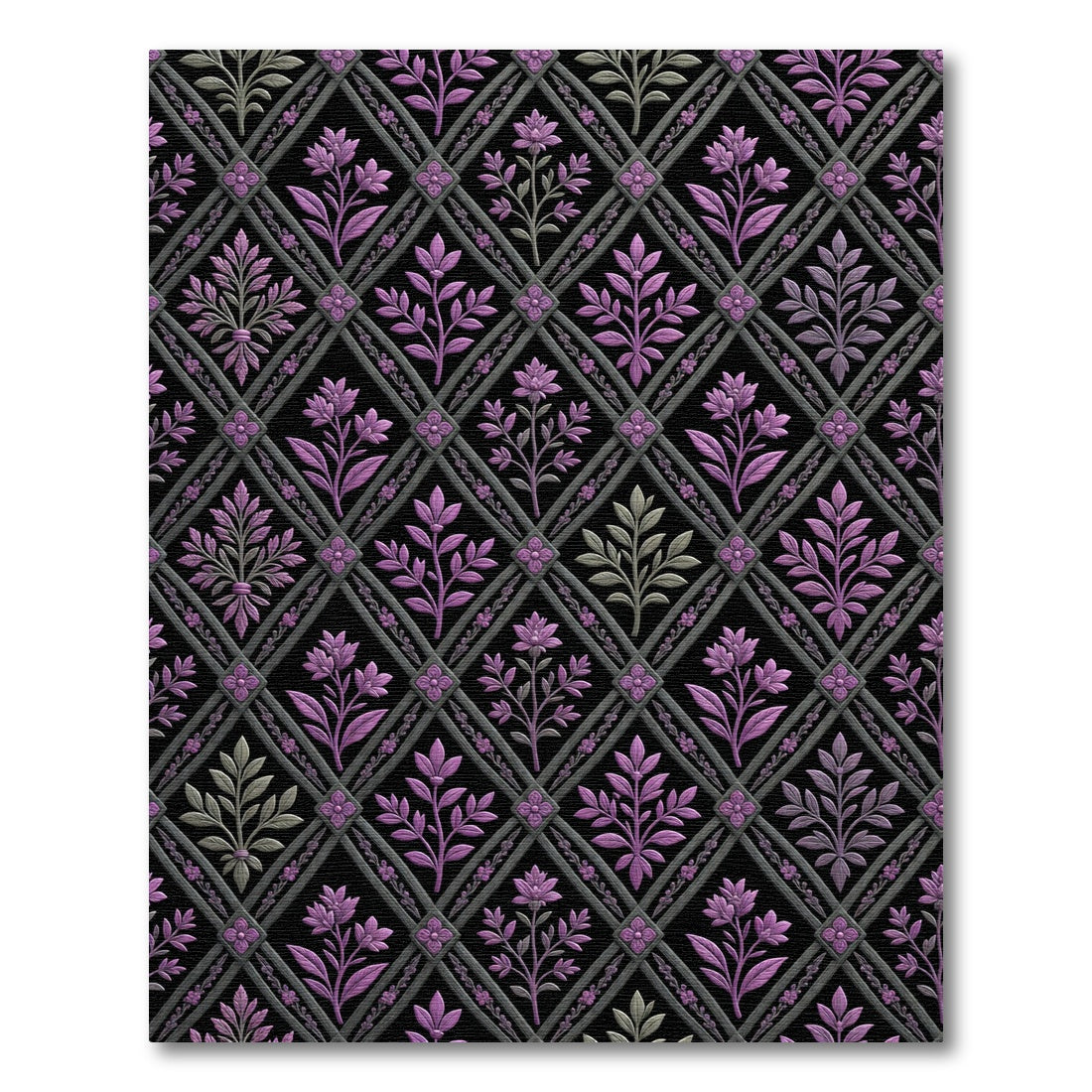 Violet Floral Trellis Diamond Lattice Rug