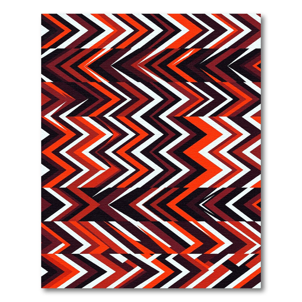 Fiery Red Chevron Geometric Stripes Rug