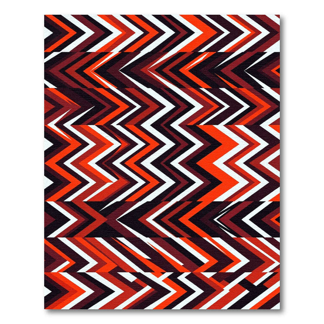 Fiery Red Chevron Geometric Stripes Rug