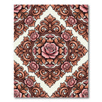 Vintage Pink Rose Floral Damask Rug