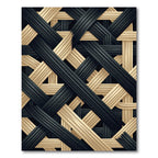 Monochrome Black and Beige Interwoven Grid Rug