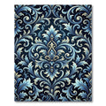 Elegant Blue Ornate Damask Scroll Rug