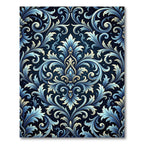 Elegant Blue Ornate Damask Scroll Rug