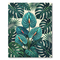Tropical Turquoise Anthurium Leaf Collage Rug