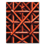 Crimson Geometric Grid Structure Rug