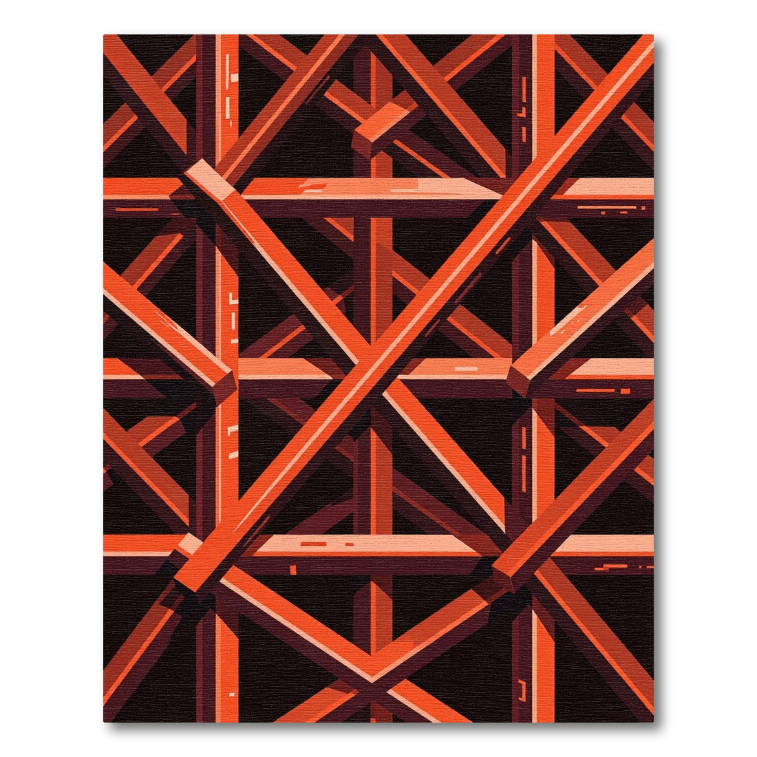 Crimson Geometric Grid Structure Rug