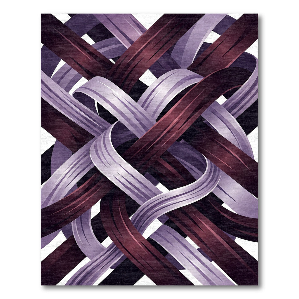 Interwoven Plum and Lavender Abstract Swirls Rug