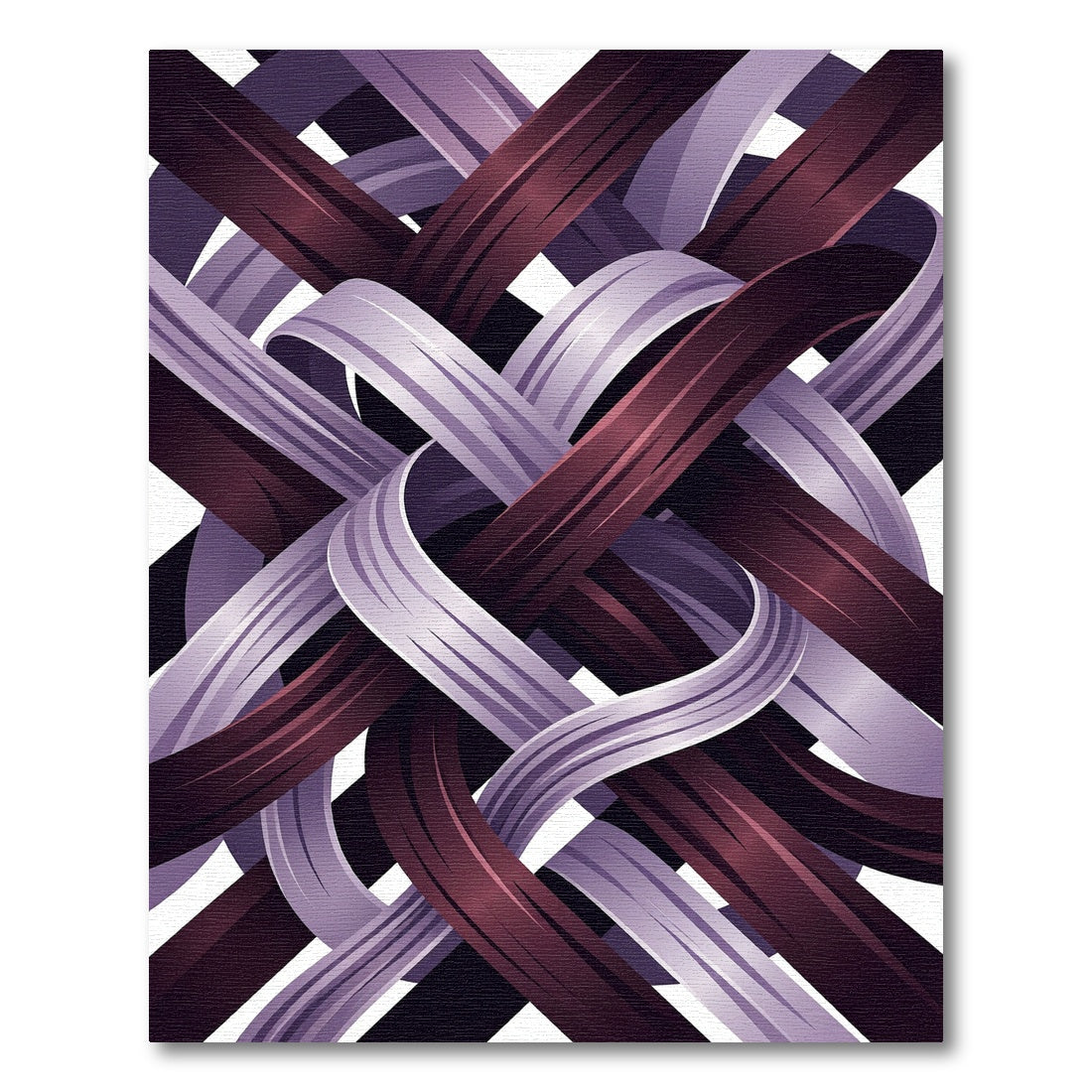 Interwoven Plum and Lavender Abstract Swirls Rug