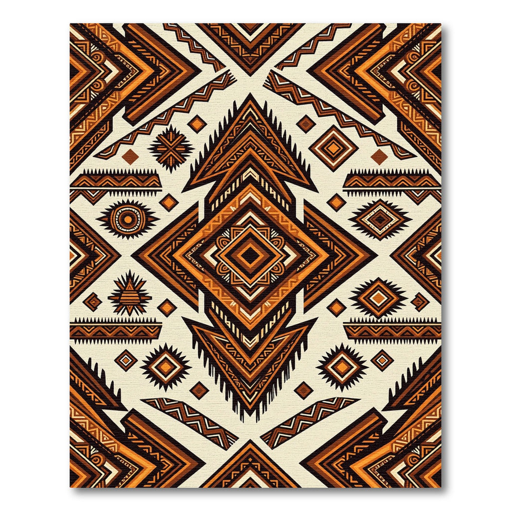 Tribal Earthy Amber Geometric Diamond Area Rug