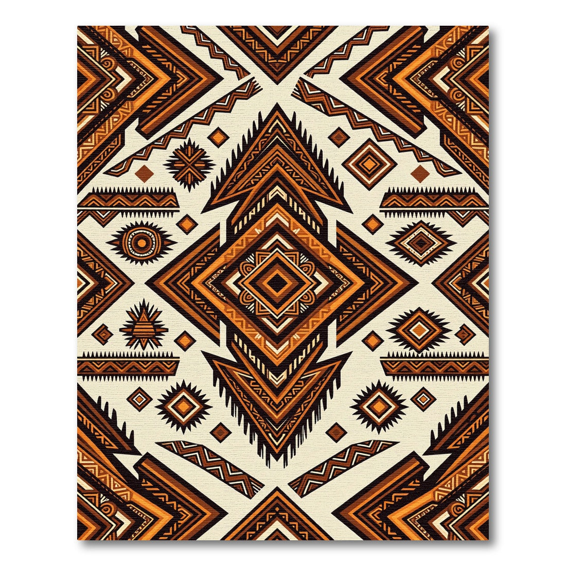 Tribal Earthy Amber Geometric Diamond Area Rug
