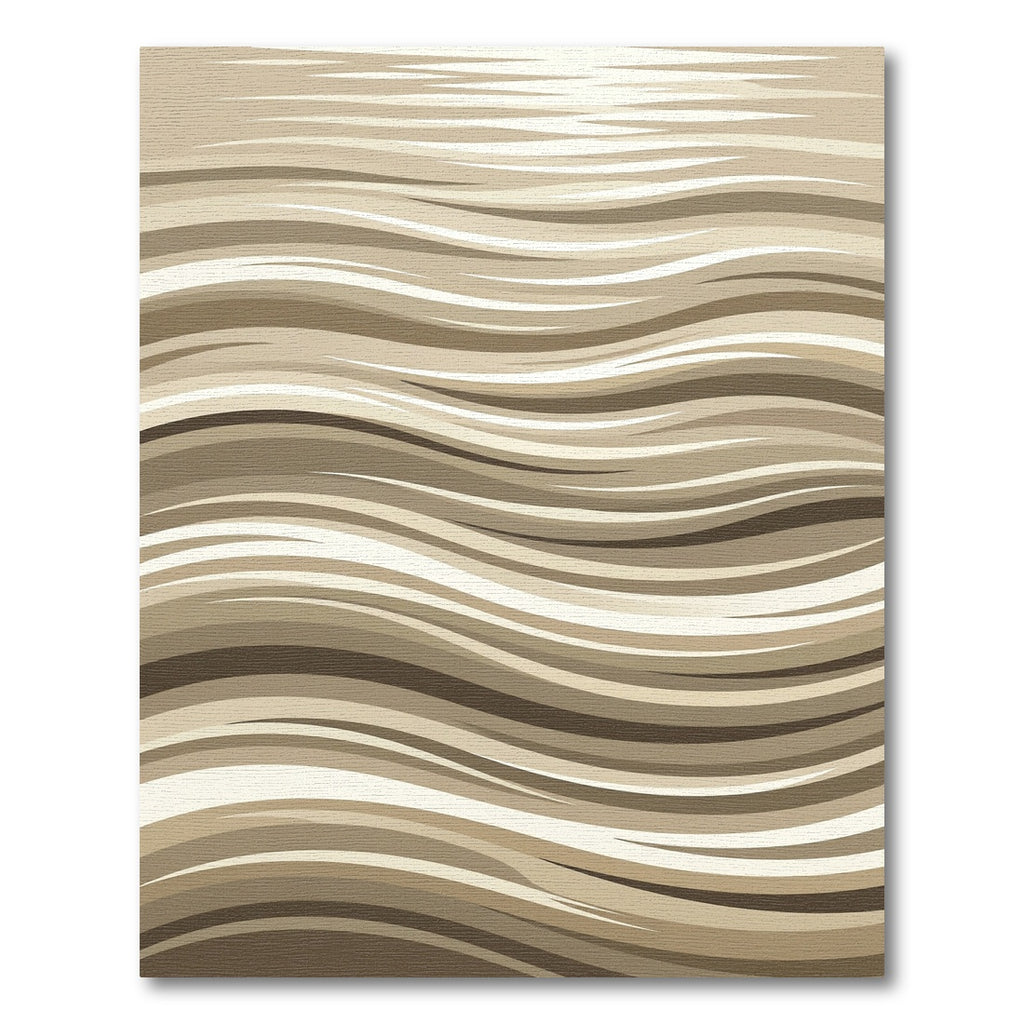 Earthy Neutral Sand Wave Stripes Rug