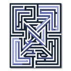 Geometric Periwinkle Navy Interlocking Labyrinth Rug