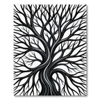 Monochromatic Bare Tree Branch Silhouette Rug