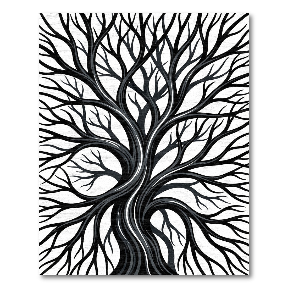 Monochromatic Bare Tree Branch Silhouette Rug