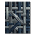 Geometric Navy and Gray Interwoven Lines Rug