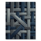 Geometric Navy and Gray Interwoven Lines Rug