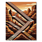 Terracotta Geometric Illusion Stairs Rug