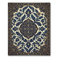 Gilded Navy Scrollwork Floral Medallion Rug