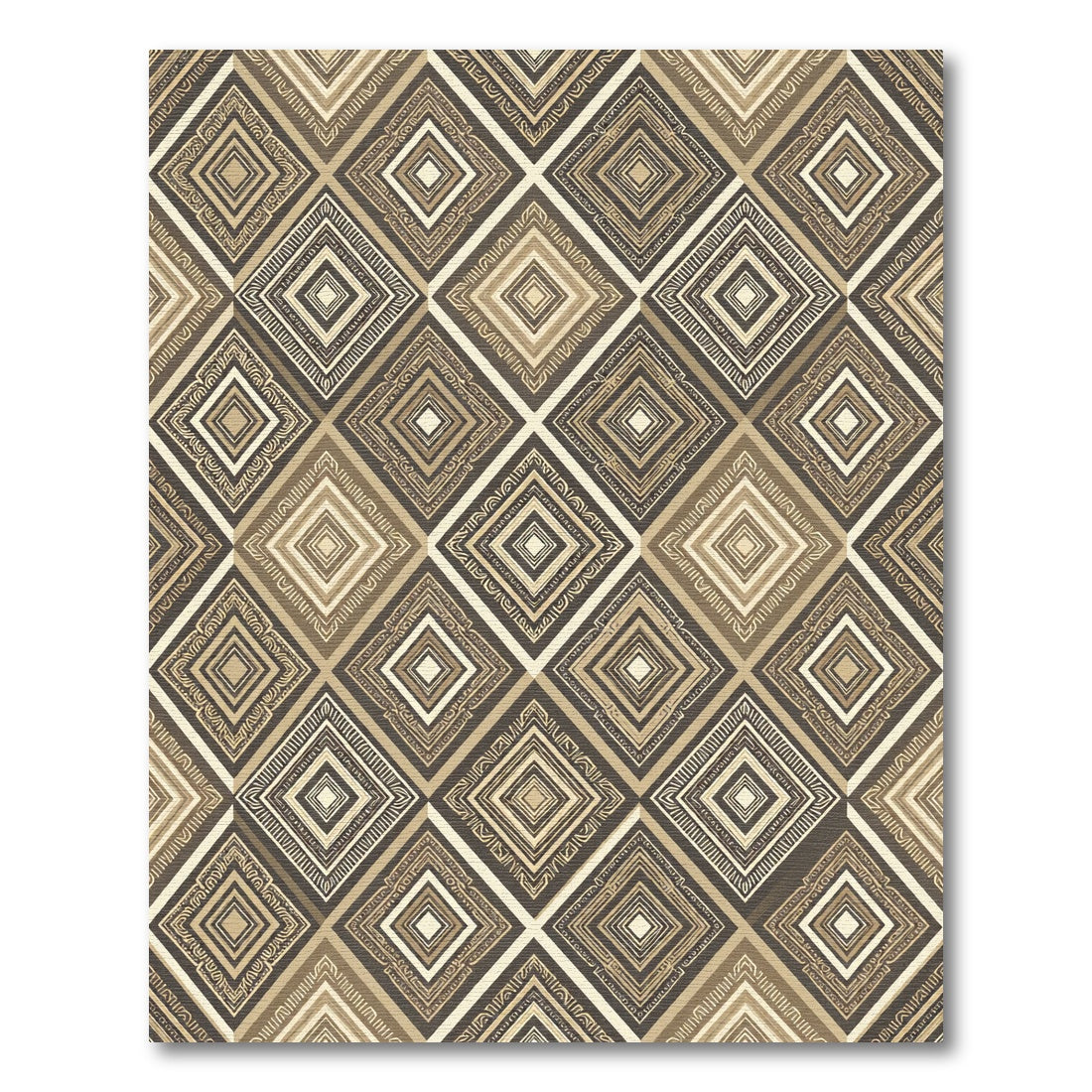 Earthy Diamond Inlay Geometric Rug