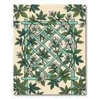 Mint Trellis Jasmine Floral Vine Rug