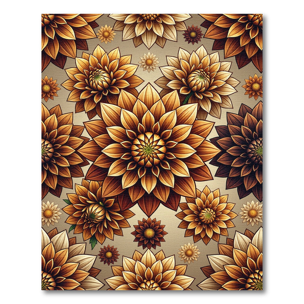 Golden Dahlia Floral Botanical Tapestry Rug