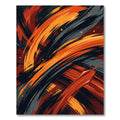 Dynamic Orange and Black Brushstroke Abstract Rug