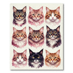 Furry Feline Portrait Collection Rug