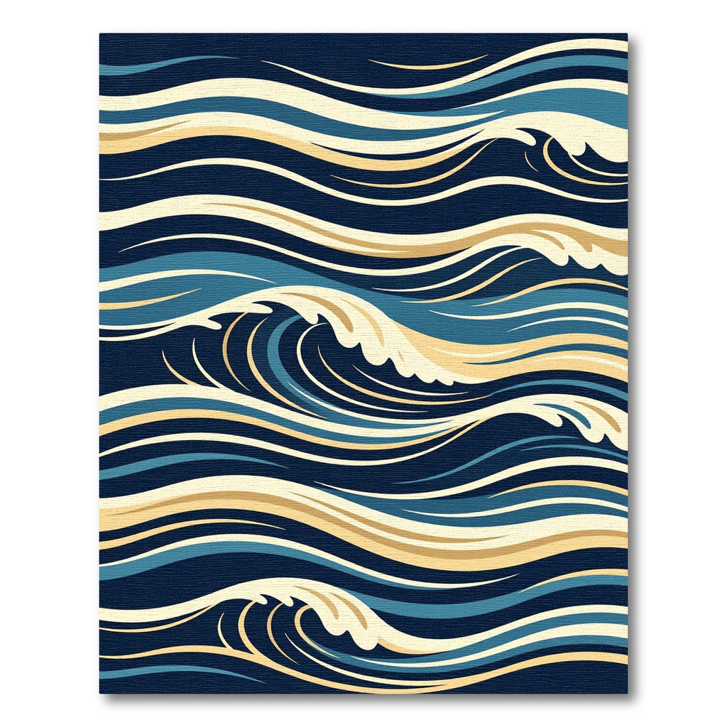 Abstract Navy and Gold Wave Rhythm Rug