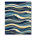 Abstract Navy and Gold Wave Rhythm Rug