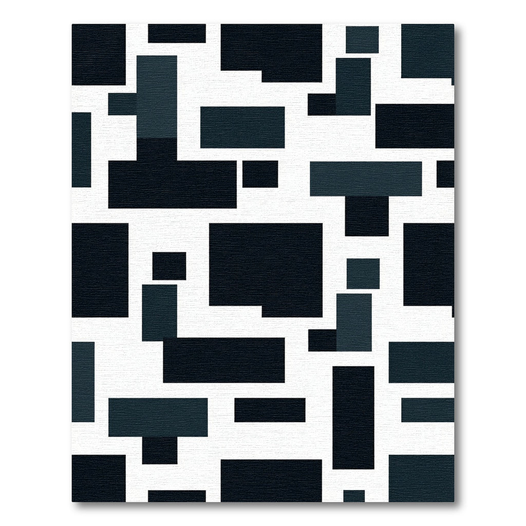 Minimalist Monochrome Geometric Block Abstract Rug