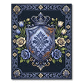 Royal Blue Floral Shield Crest Rug