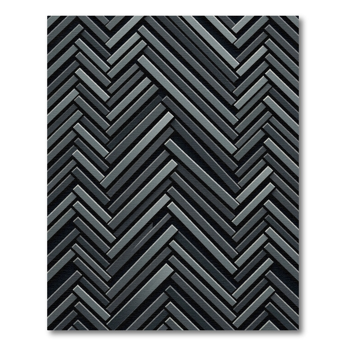 Sophisticated Charcoal Herringbone Geometric Rug