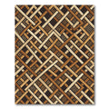 Geometric Brown Wooden Lattice Weave Rug