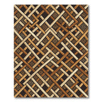 Geometric Brown Wooden Lattice Weave Rug