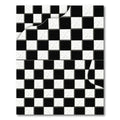 Black White Cracked Checkered Square Rug
