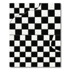 Black White Cracked Checkered Square Rug