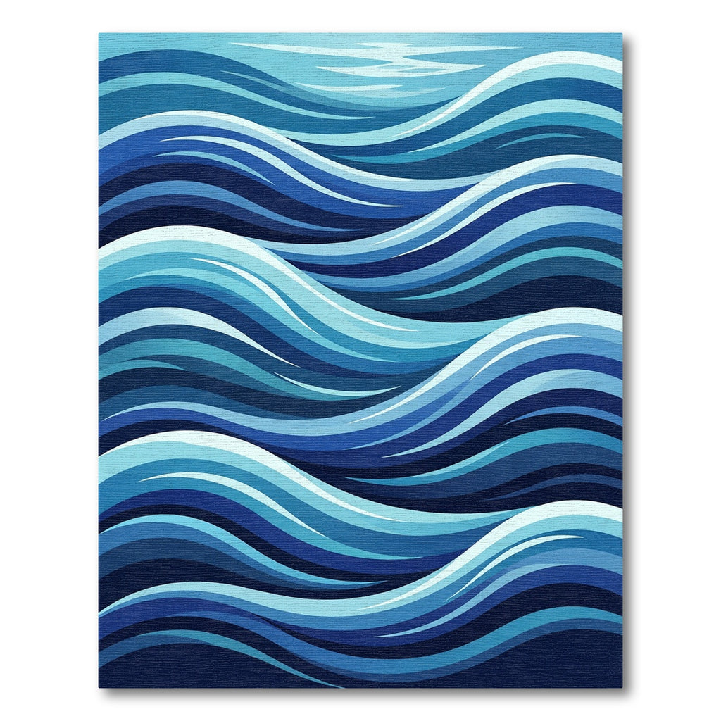 Deep Blue Ocean Wave Curves Rug