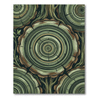 Abstract Green Tree Ring Concentric Rug