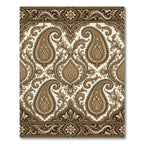 Ornate Paisley Gold Floral Border Rug
