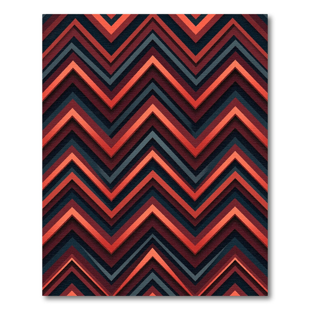 Vibrant Red Jagged Stripe Layer Rug