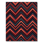 Vibrant Red Jagged Stripe Layer Rug